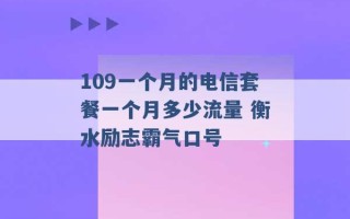 109一个月的电信套餐一个月多少流量 衡水励志霸气口号 