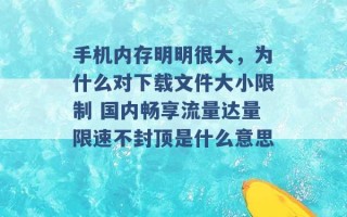 手机内存明明很大，为什么对下载文件大小限制 国内畅享流量达量限速不封顶是什么意思 