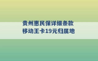 贵州惠民保详细条款 移动王卡19元归属地 