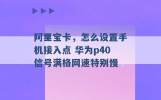 阿里宝卡，怎么设置手机接入点 华为p40信号满格网速特别慢 