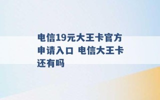 电信19元大王卡官方申请入口 电信大王卡还有吗 