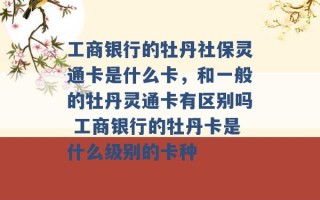 工商银行的牡丹社保灵通卡是什么卡，和一般的牡丹灵通卡有区别吗 工商银行的牡丹卡是什么级别的卡种 