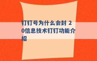 钉钉号为什么会封 20信息技术钉钉功能介绍 