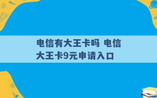 电信有大王卡吗 电信大王卡9元申请入口 