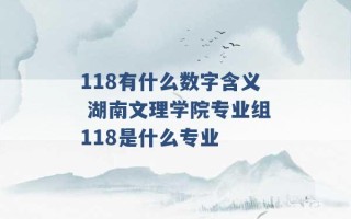 118有什么数字含义 湖南文理学院专业组118是什么专业 