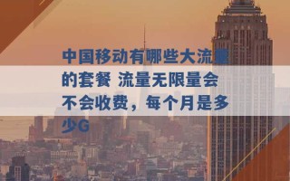 中国移动有哪些大流量的套餐 流量无限量会不会收费，每个月是多少G 