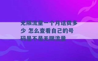 无限流量一个月话费多少 怎么查看自己的号码是不是无限流量 