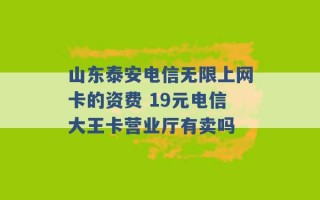 山东泰安电信无限上网卡的资费 19元电信大王卡营业厅有卖吗 