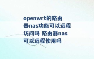 openwrt的路由器nas功能可以远程访问吗 路由器nas可以远程使用吗 