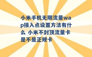 小米手机无限流量wap接入点设置方法有什么 小米不封顶流量卡是不是正规卡 