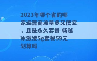 2023年哪个省的哪家运营商流量多又便宜，且是永久套餐 畅越冰激凌5g套餐59元划算吗 