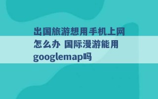 出国旅游想用手机上网怎么办 国际漫游能用googlemap吗 