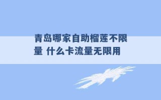 青岛哪家自助榴莲不限量 什么卡流量无限用 