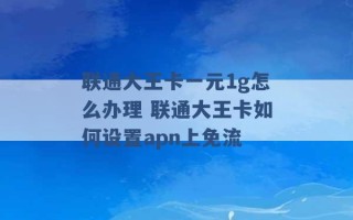 联通大王卡一元1g怎么办理 联通大王卡如何设置apn上免流 