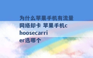 为什么苹果手机有流量网络却卡 苹果手机choosecarrier选哪个 