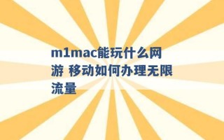 m1mac能玩什么网游 移动如何办理无限流量 