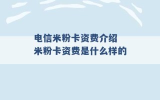 电信米粉卡资费介绍 米粉卡资费是什么样的 