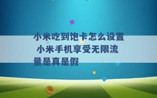 小米吃到饱卡怎么设置 小米手机享受无限流量是真是假 