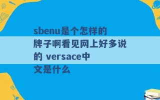 sbenu是个怎样的牌子啊看见网上好多说的 versace中文是什么 