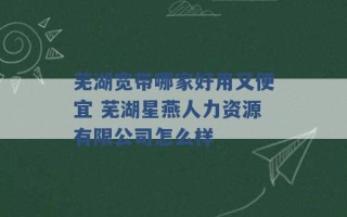 芜湖宽带哪家好用又便宜 芜湖星燕人力资源有限公司怎么样 