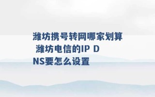 潍坊携号转网哪家划算 潍坊电信的IP DNS要怎么设置 