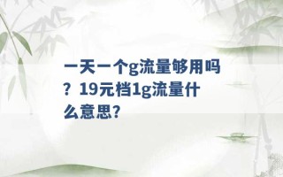 一天一个g流量够用吗？19元档1g流量什么意思？ 