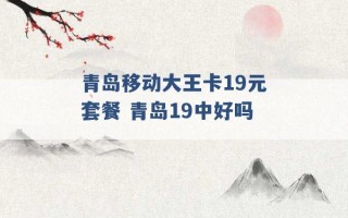 青岛移动大王卡19元套餐 青岛19中好吗 