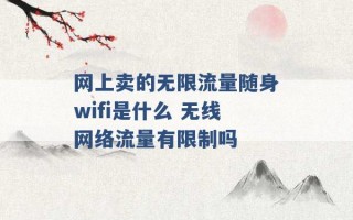 网上卖的无限流量随身wifi是什么 无线网络流量有限制吗 