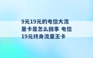 9元19元的电信大流量卡是怎么回事 电信19元终身流量王卡 