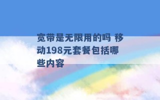 宽带是无限用的吗 移动198元套餐包括哪些内容 