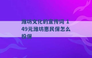 潍坊文化的宣传词 149元潍坊惠民保怎么投保 