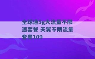 全球通5g大流量不限速套餐 天翼不限流量套餐109 