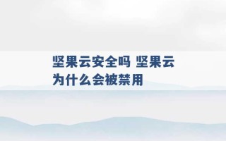 坚果云安全吗 坚果云为什么会被禁用 