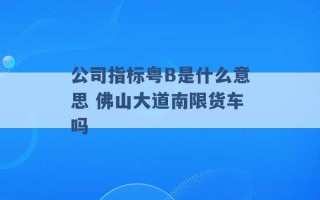 公司指标粤B是什么意思 佛山大道南限货车吗 