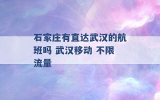 石家庄有直达武汉的航班吗 武汉移动 不限流量 