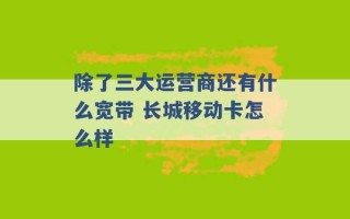 除了三大运营商还有什么宽带 长城移动卡怎么样 