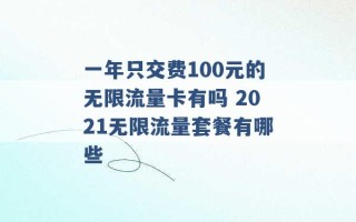 一年只交费100元的无限流量卡有吗 2021无限流量套餐有哪些 