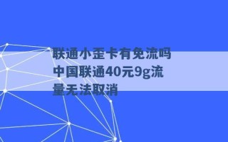 联通小歪卡有免流吗 中国联通40元9g流量无法取消 