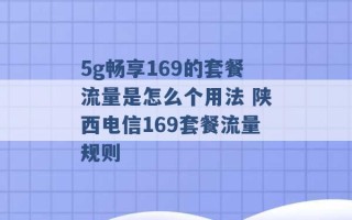 5g畅享169的套餐流量是怎么个用法 陕西电信169套餐流量规则 