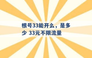 根号33能开么，是多少 33元不限流量 