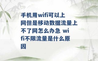 手机用wifi可以上网但是移动数据流量上不了网怎么办急 wifi不限流量是什么原因 