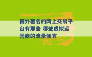 国外著名的网上交易平台有那些 哪些虚拟运营商的流量便宜 