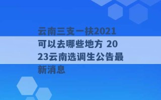 云南三支一扶2021可以去哪些地方 2023云南选调生公告最新消息 