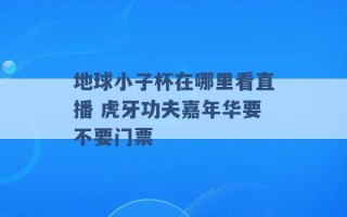 地球小子杯在哪里看直播 虎牙功夫嘉年华要不要门票 