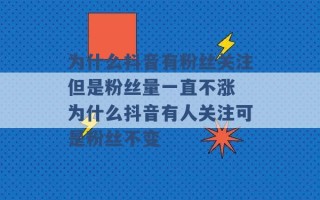 为什么抖音有粉丝关注但是粉丝量一直不涨 为什么抖音有人关注可是粉丝不变 