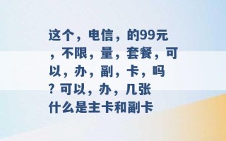 这个，电信，的99元，不限，量，套餐，可以，办，副，卡，吗 ? 可以，办，几张 什么是主卡和副卡 