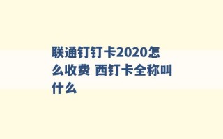 联通钉钉卡2020怎么收费 西钉卡全称叫什么 