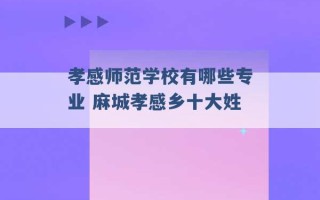 孝感师范学校有哪些专业 麻城孝感乡十大姓 