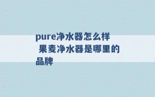 pure净水器怎么样 果麦净水器是哪里的品牌 