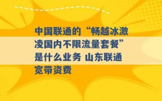 中国联通的“畅越冰激凌国内不限流量套餐”是什么业务 山东联通宽带资费 